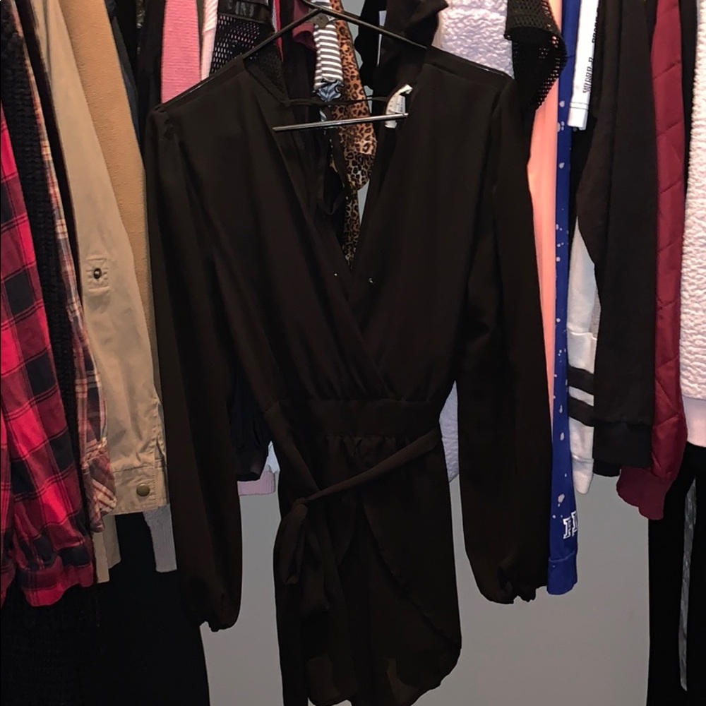 All black long sleeve romper